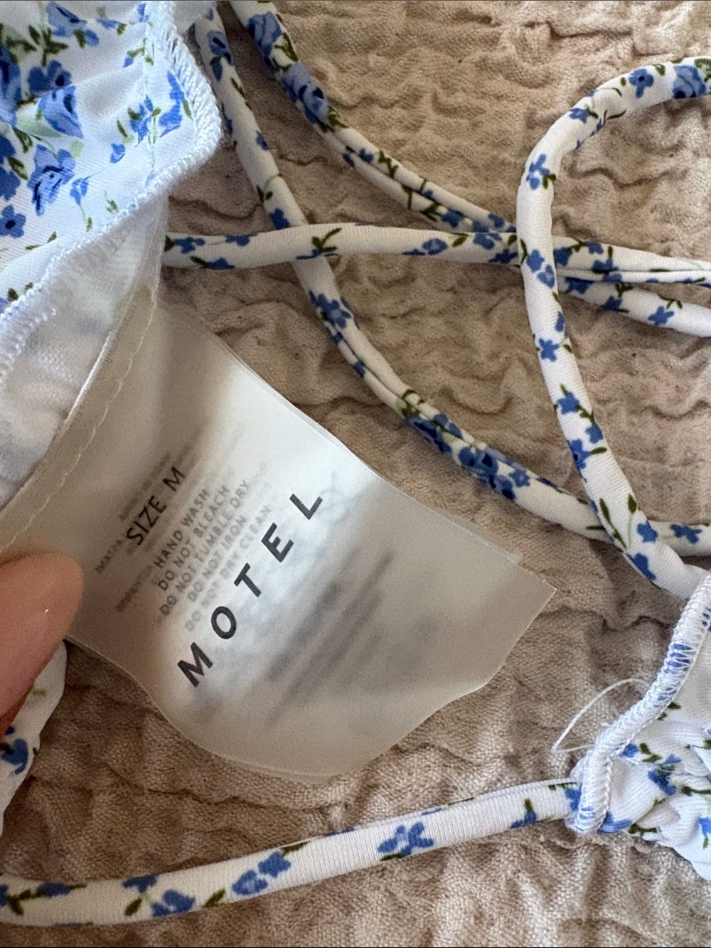 Motel Rocks White & Blue Floral Ruffle Triangle Bikini Set - Picture 3 of 5